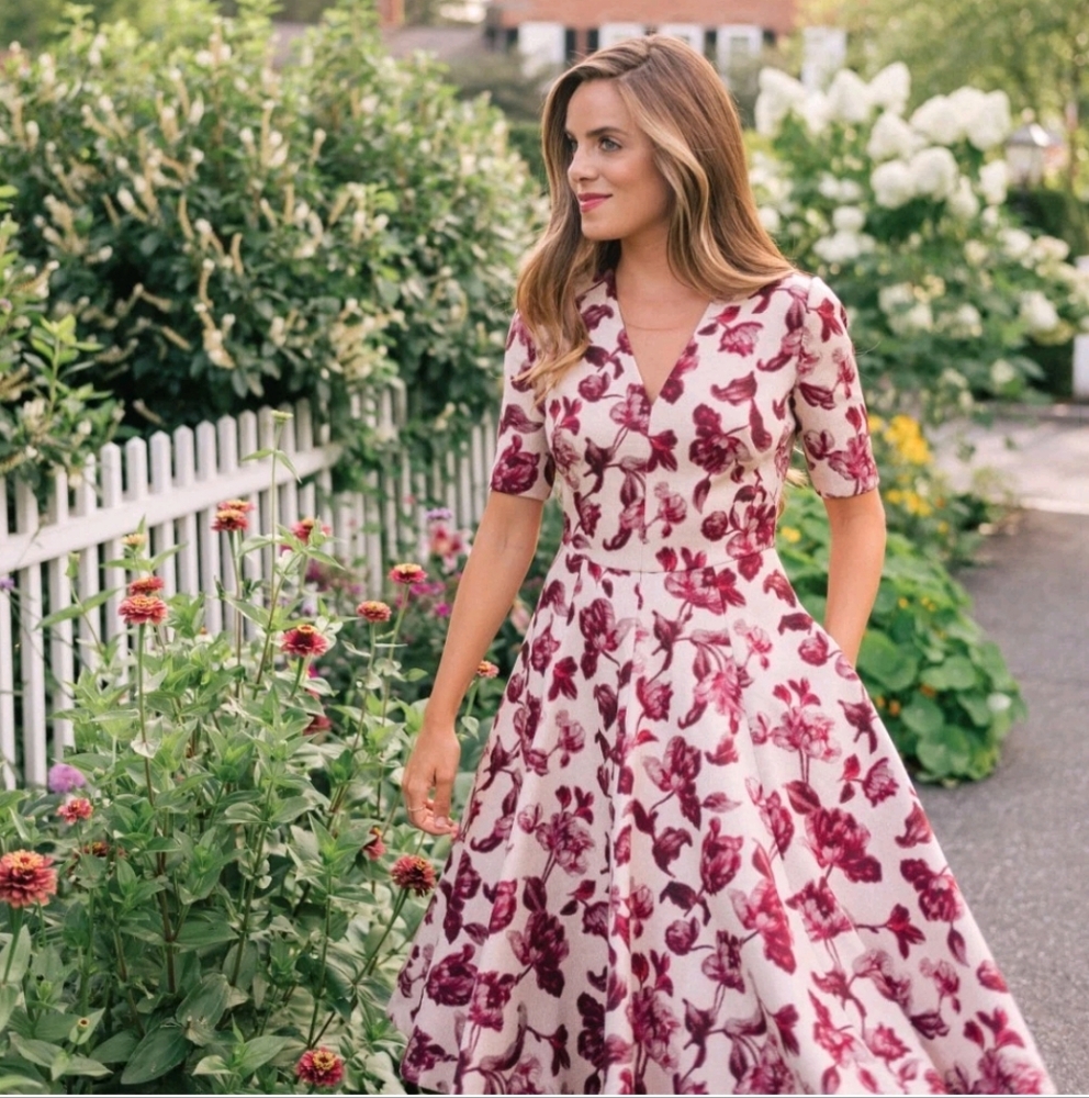 Gal Meets Glam Edith Floral Fit And Flare Midi Dress